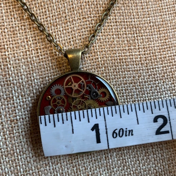 Vintage Gears Steampunk round Necklace 24” Chain New One of a kind - Picture 5 of 7